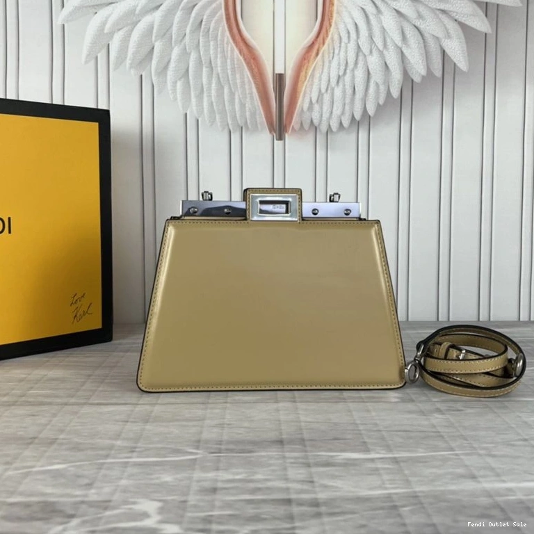Affordable Calf Mini Peekaboo Fendi Cut In Leather Khaki Bag 0726